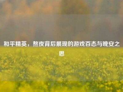 和平精英，熬夜背后展现的游戏百态与晚安之思