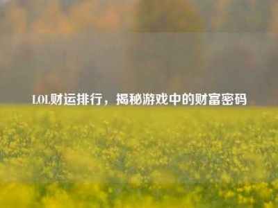LOL财运排行，揭秘游戏中的财富密码