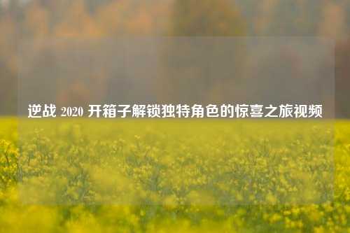 逆战 2020 开箱子解锁独特角色的惊喜之旅视频